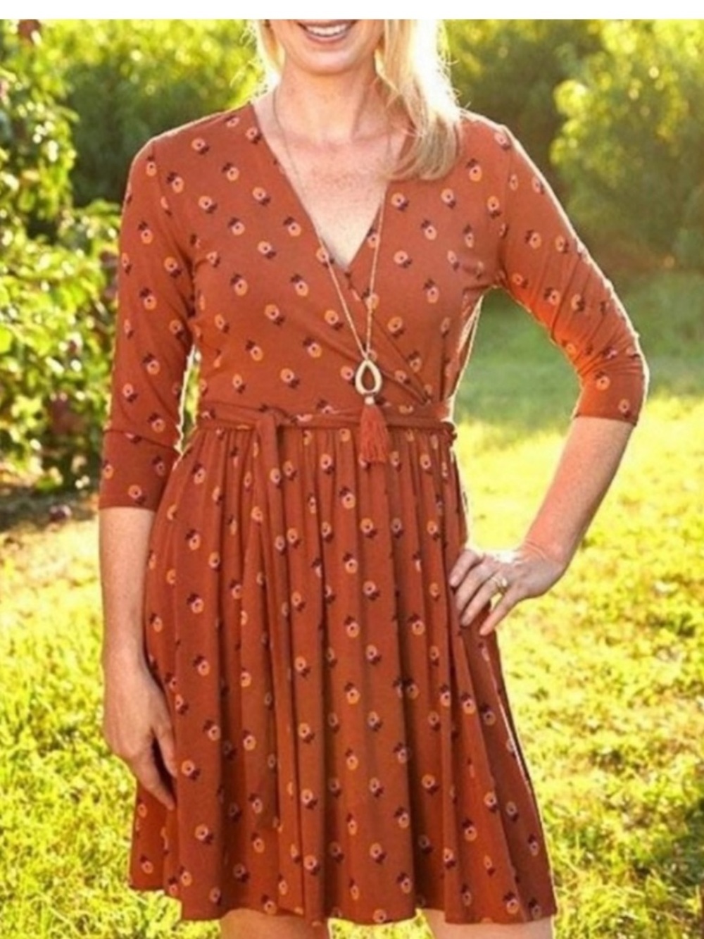 Matilda Jane Rust Floral Wrap Dress